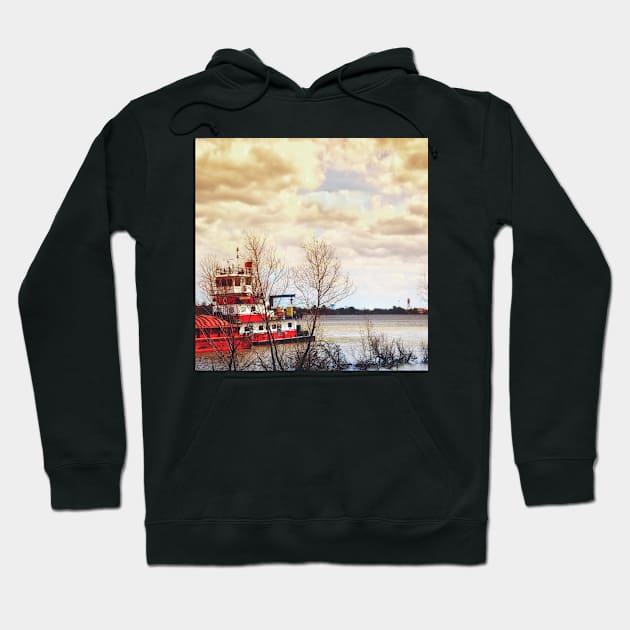 Barge on the Mississippi Hoodie by RoxanneG